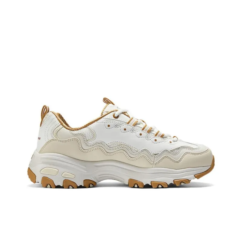 Skechers D'LITES 1.0 Support Lightweight Low Top Casual Shoes Women's White Beige-1