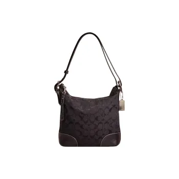 COACH Chambray With Leather One Shoulder Handbag Tubas Women's Black