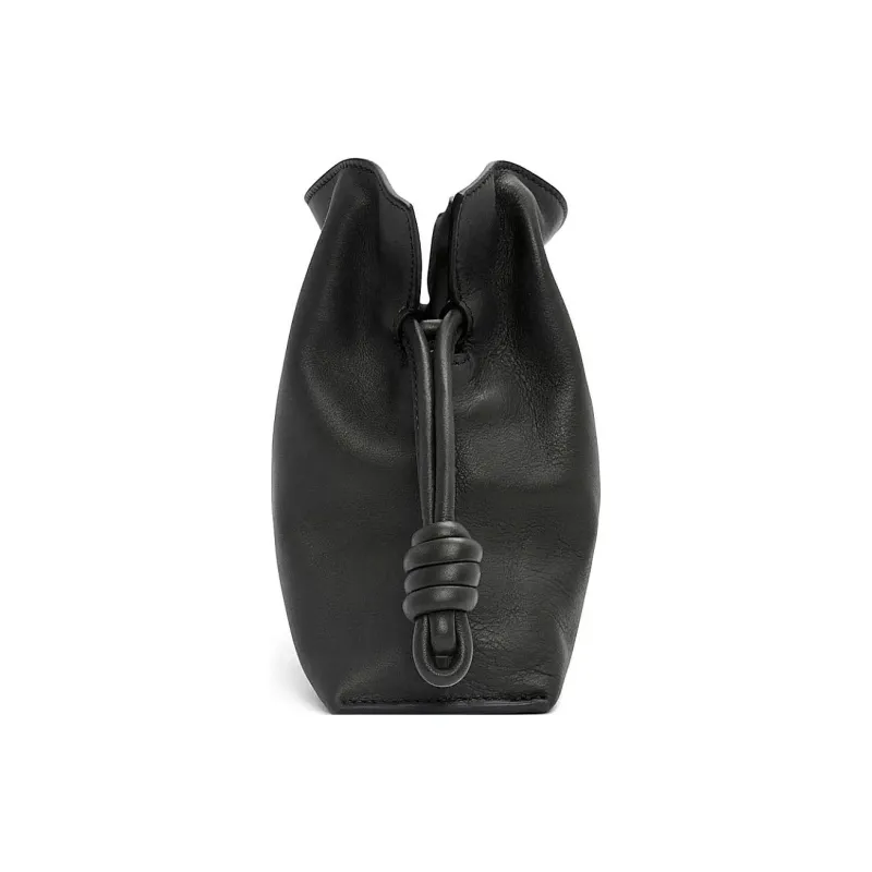 LOEWE Flamenco Nappa Cow Leather Clutch Mini Women's Black-3