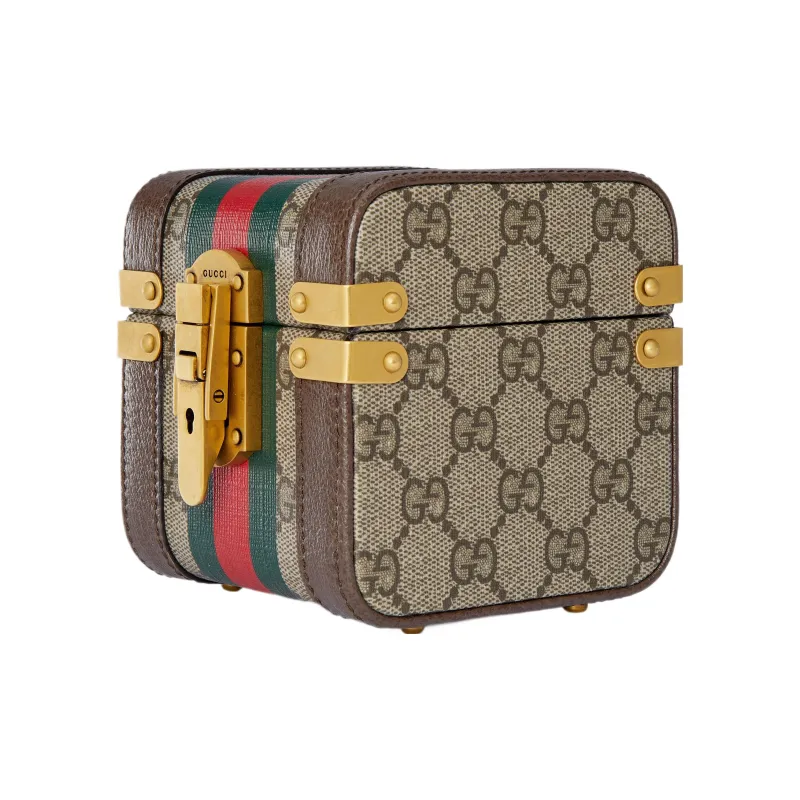 GUCCI Canvas With Leather Makeup Bag Trumpets Unisex Beige & Ebony-1