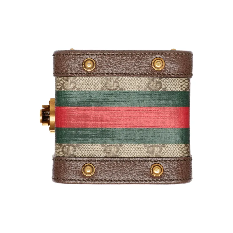 GUCCI Canvas With Leather Makeup Bag Trumpets Unisex Beige & Ebony-4