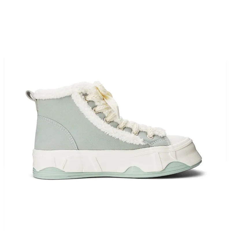 Warrior Insulated Shoe Wear-Resistant Lightweight Height Increasing Mid-Top Canvas Shoes Women's Green-2