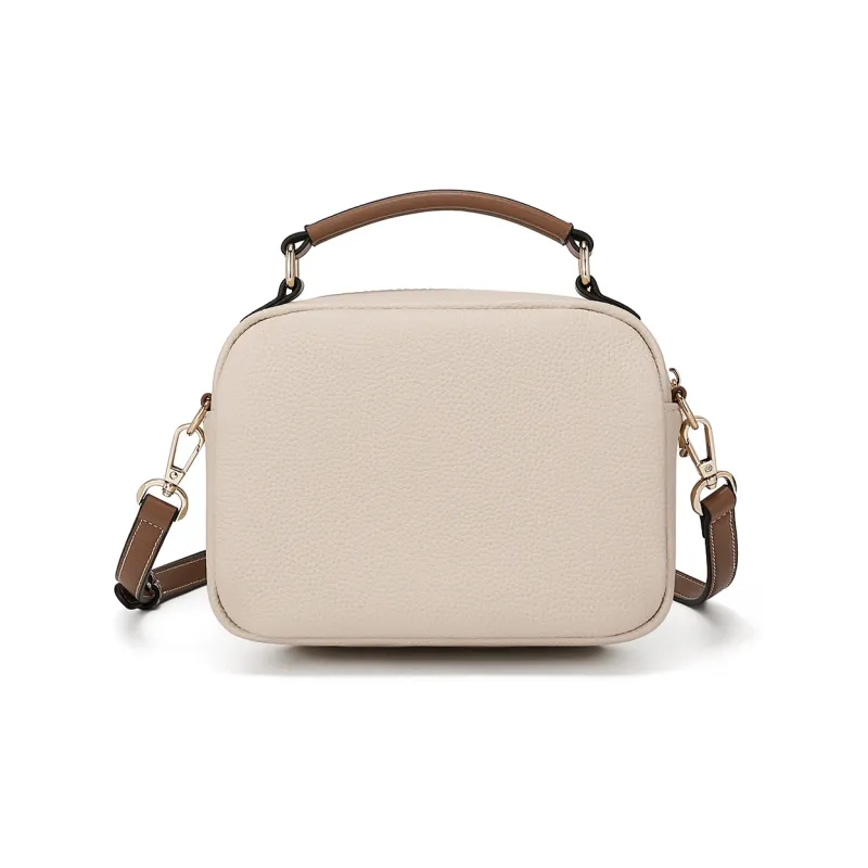 MEXICAN Cow Leather Pandora Bag, One Shoulder Handbag Regular Women's Midnight Black/Almond White/Trench Gray-8