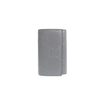 GUCCI Leather Wallet Key Pouch Regular Unisex Gray