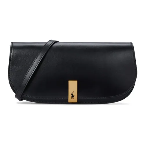 Polo Ralph Lauren Polo ID Cow Leather Clutch Medium Size Women's Black
