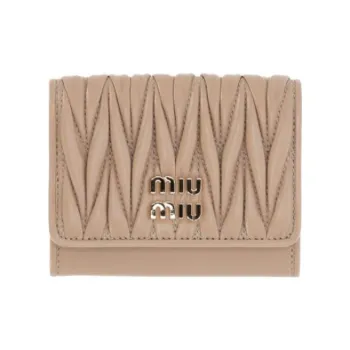 MIU MIU Matelassé Soft Sheep Leather Wallet Women's Sand Beige Yellow
