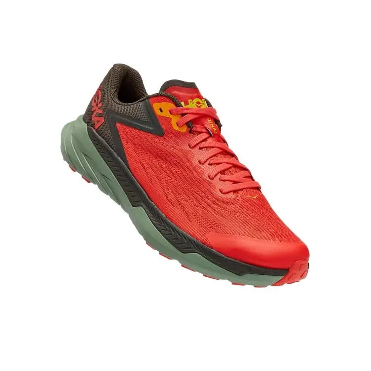HOKA ONE ONE Zinal Abrasion Resistant Slip Resistant Low Top Running Shoes Men's Red Green-2