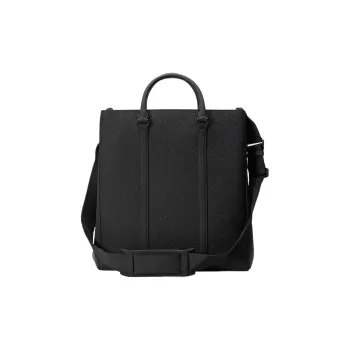 GUCCI Rubber Leather Tote Bag, Shopping Bag, Handbag Men's Black