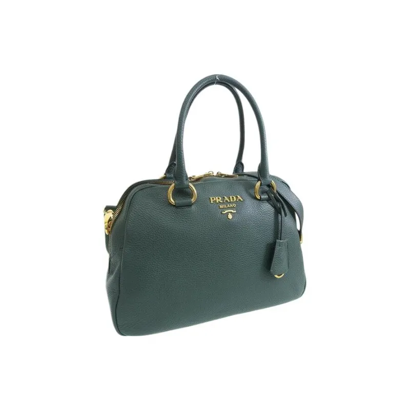 PRADA Leather Shoulder Bag Crossbody Bag Handbag Women's Emerald Green-1