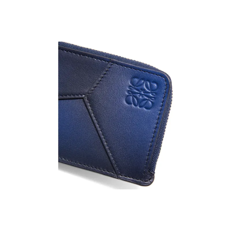 LOEWE Puzzle Silk Cow Leather Card Holder Men's Marine Blue-3