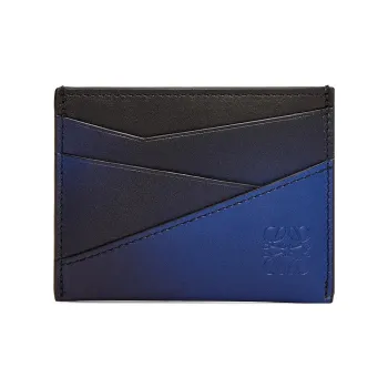 LOEWE Puzzle Silk Cow Leather Card Holder Men's Marine Blue