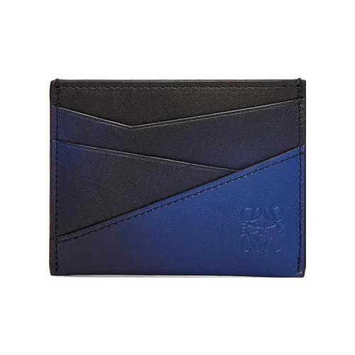 LOEWE Puzzle Silk Cow Leather Card Holder Men's Marine Blue