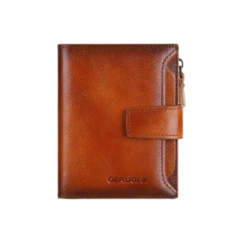 Gorora Cow Leather Wallet Men's Yellow Brown/Coffee/Blue Gray/Black