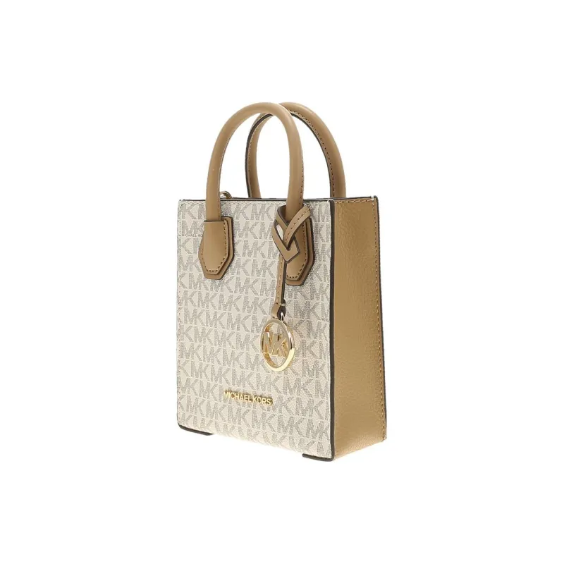MICHAEL KORS Mercer Canvas With Leather Tote Bag Shopping Bag Handbag Extra Small Women's Camel Multicolor-1