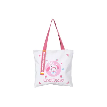 Sanrio Canvas Tote Bag, Shopping Bag, Travel Bag, Handbag, Shoulder Bag Women's White Pink