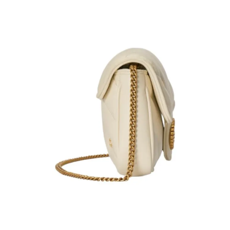 GUCCI GG Marmont Leather Shoulder Bag, Crossbody Bag Mini Women's Ivory White-3
