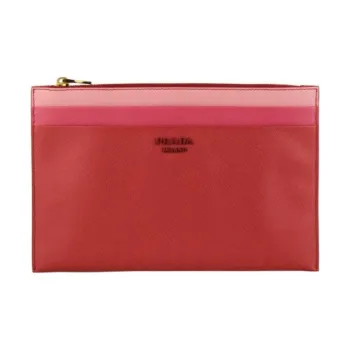 PRADA Leather Clutch Women's Red