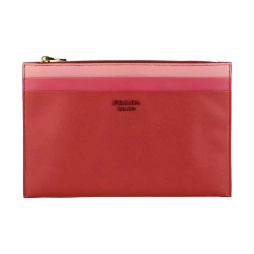PRADA Leather Clutch Women's Red