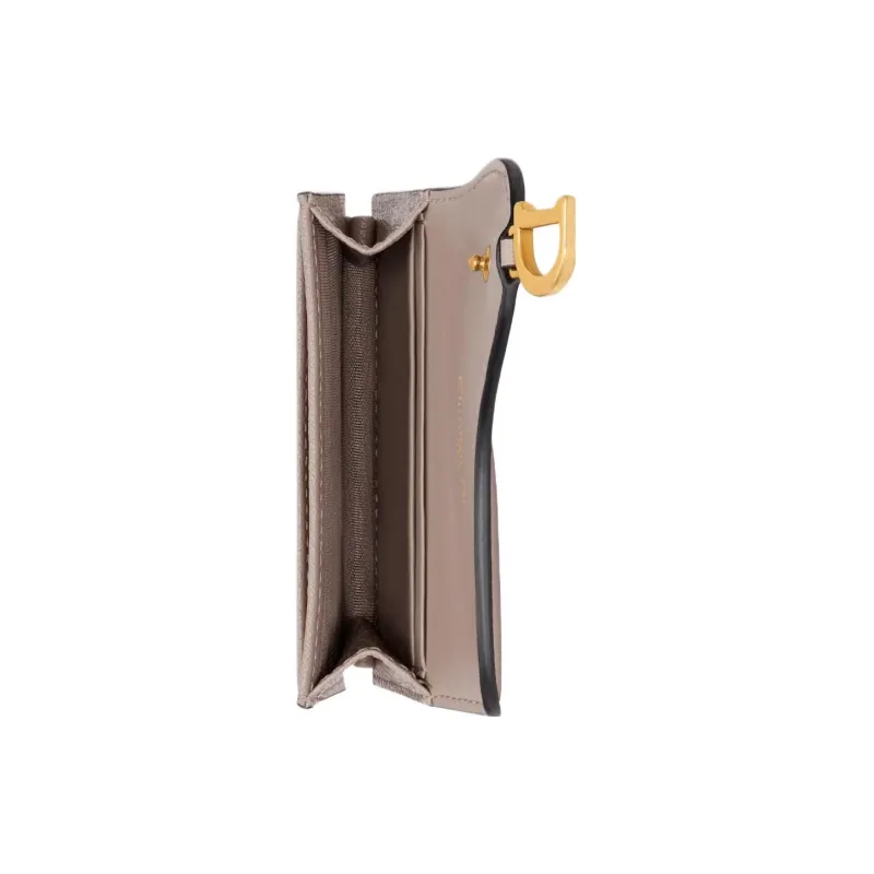 DIOR Saddle Goatskin Card Clip Card Holder Women's Taupe-3