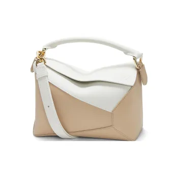 LOEWE Puzzle Cow Leather Shoulder Bag, Crossbody Bag, Handbag Trumpets Women's Soft White Color With Paper Craft