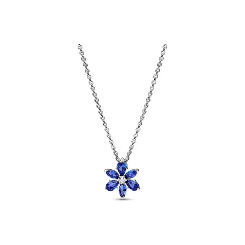Pandora 925 Sterling Silver Glass Synthetic Cubic Zirconia Necklaces Women's Silver-0