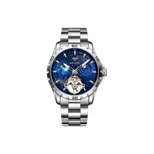 AILANG Automatic Mechanical Movement Stainless Steel Watchband Watch Men's Watches Blue Dial