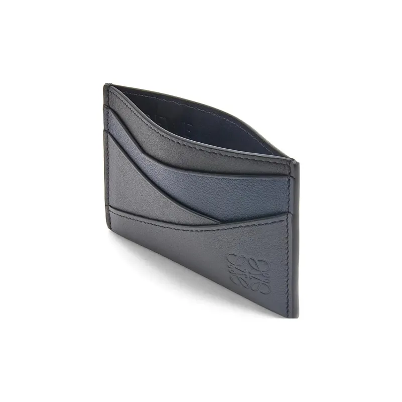 LOEWE Puzzle Cow Leather Card Holder Men's Dark Marine Blue With Coal Gray Accents-2