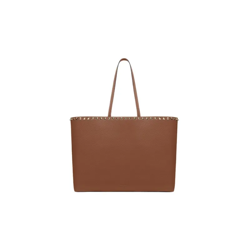Valentino GARAVANI ROCKSTUD Grained Calfskin Tote Bag Shopping Bag Shoulder Bag Handbag Women's Saddle Color-2