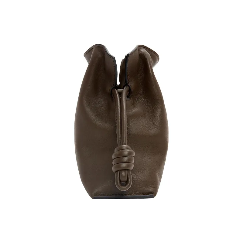 LOEWE Flamenco Nappa Cow Leather Clutch Mini Women's Chocolate-3
