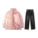 Set (top pink + pants black gray)
