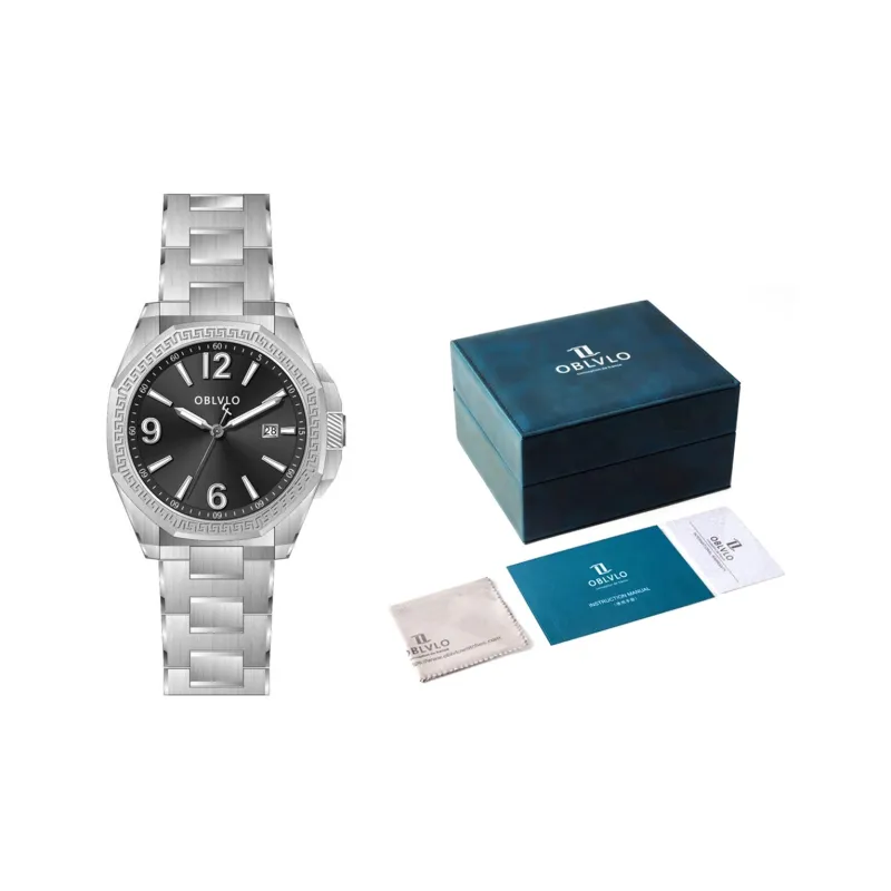 OBLVLO Automatic Mechanical Movement Watch Unisex White Dial-1