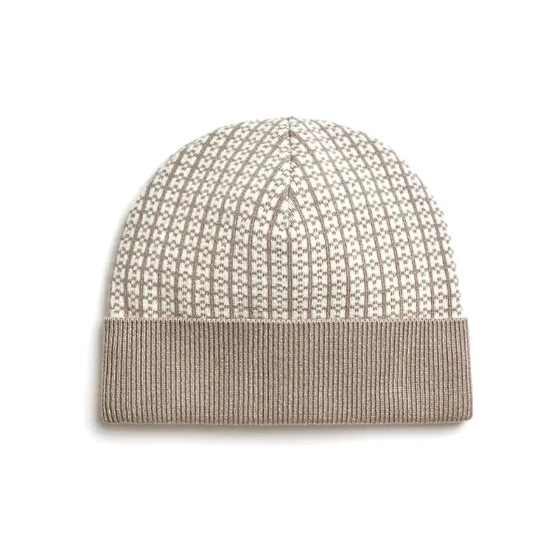 HERMES Cashmere Beanies Unisex Beige-0