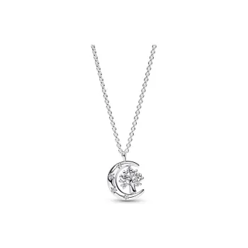 Pandora 925 Sterling Silver Synthetic Cubic Zirconia Necklaces Women's Silver