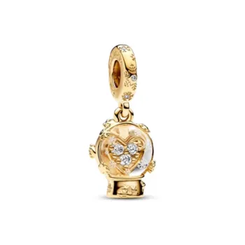 Pandora Gold Plated Copper Silver Alloy Glass Synthetic Cubic Zirconia Pendants Women's Gold