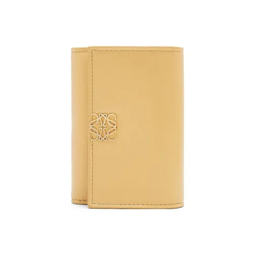 LOEWE Shiny Nappa Cow Leather Wallet Small Size Women's Deep Butter