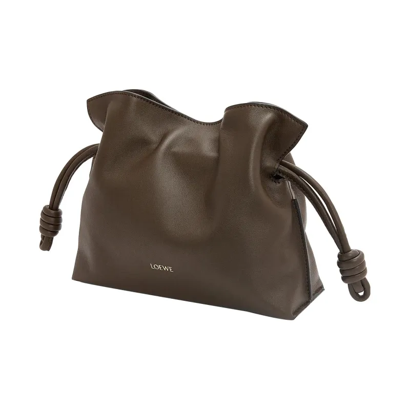 LOEWE Flamenco Nappa Cow Leather Clutch Mini Women's Chocolate-2