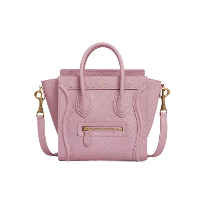 CELINE Luggage Drumhead Calfskin Smile Bag Shoulder Bag Crossbody Bag Handbag Extra Mini Women's Petal Pink-0