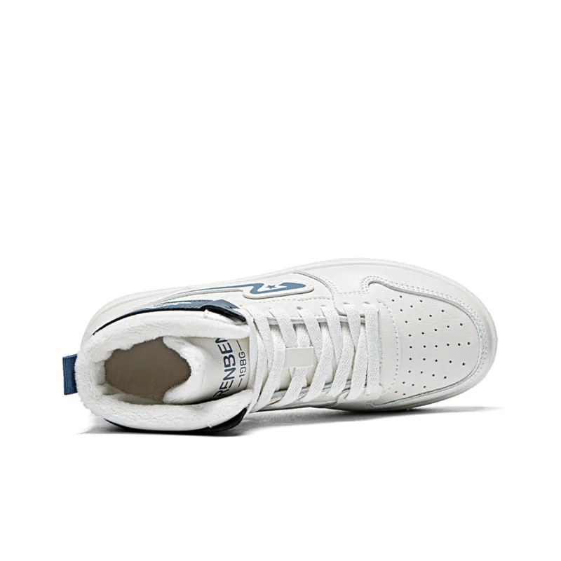 RENBEN Height Increasing Wear-Resistant Breathable High-Top Skateboard Shoes Unisex Beige Blue-8