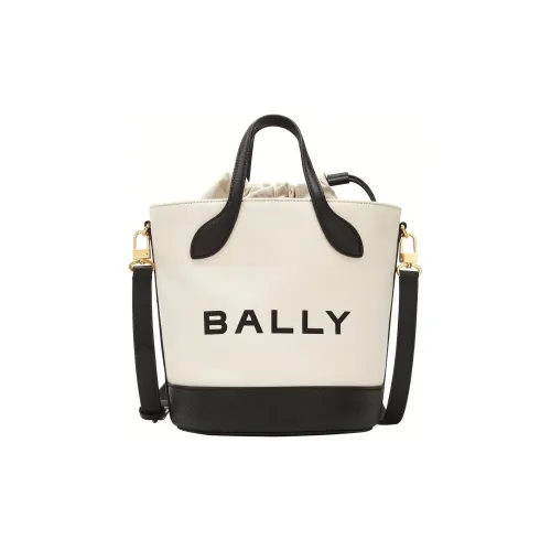 BALLY Fabric With Leather Bucket Bag Handbag Shoulder Bag Crossbody Bag Medium Size Women's White