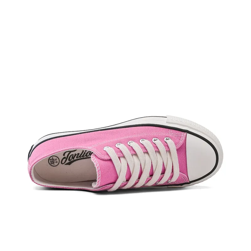 Tonlion Lightweight Wear Resistant And Slip Resistant Low Top Canvas Shoes Women's Pink-2