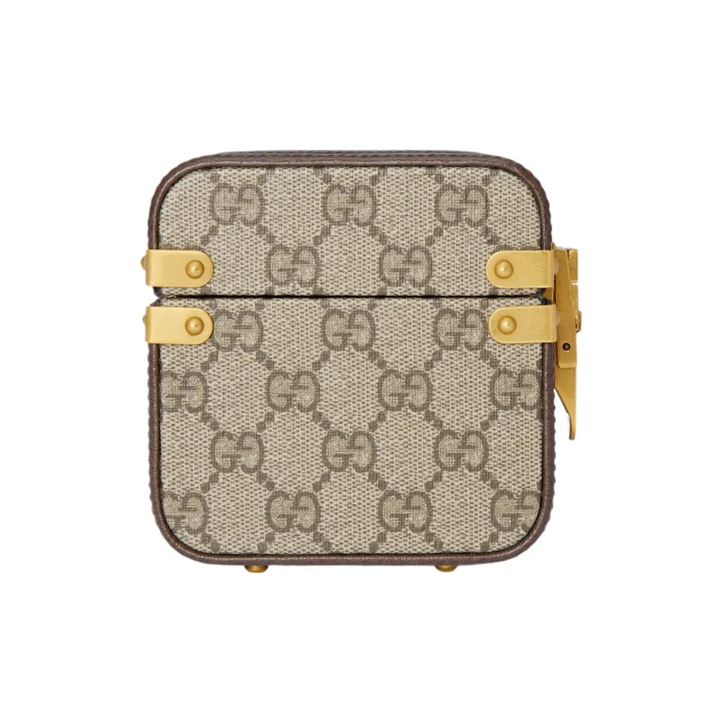 GUCCI Canvas With Leather Makeup Bag Trumpets Unisex Beige & Ebony-2