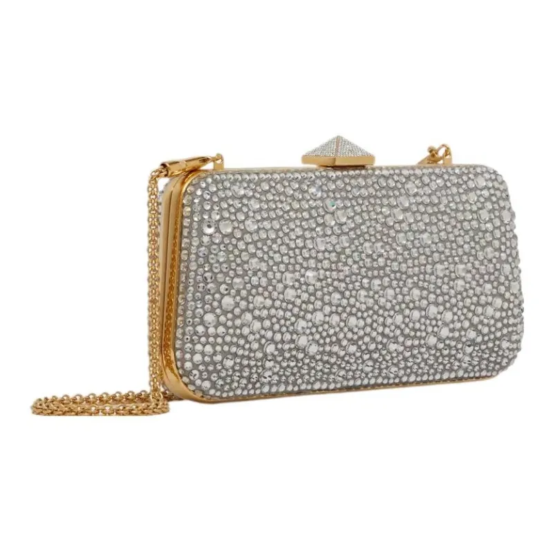Valentino Rhinestone Clutch Women's Silver-2