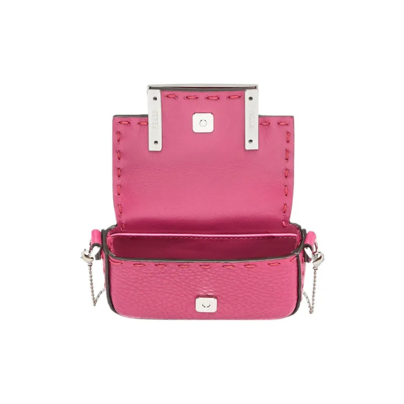 FENDI Baguette Calfskin Pendant Bag Accessories Extra Mini Women's Pink-3