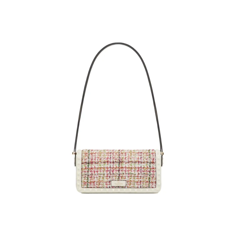 Valentino Rockstud Tweed Handbag Shoulder Bag Women's Multicolor-3