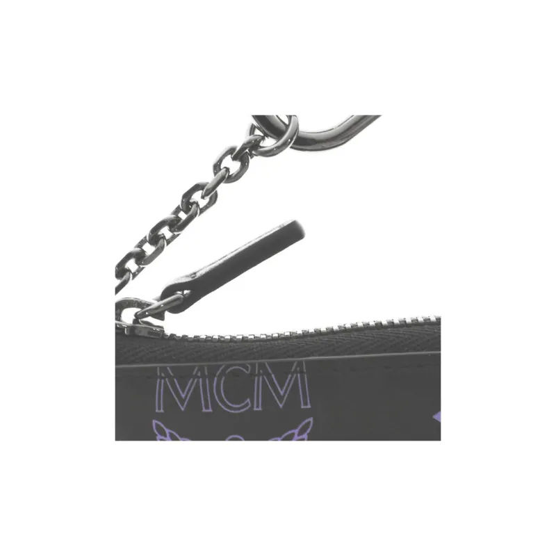 MCM Cow Split Leather Cow Leather Clutch Coin Purse Women's Purple-4