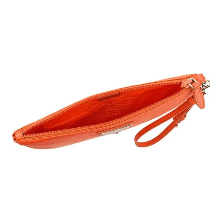 PRADA Nylon Clutch Women's Orange-4