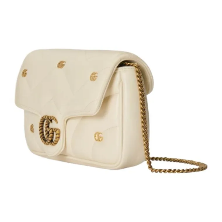 GUCCI GG Marmont Leather Shoulder Bag, Crossbody Bag Mini Women's Ivory White-2