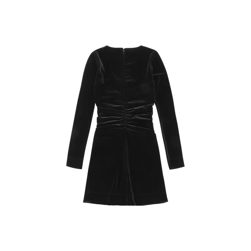 GANNI U Neck Velvet Jersey Mini Dress-1
