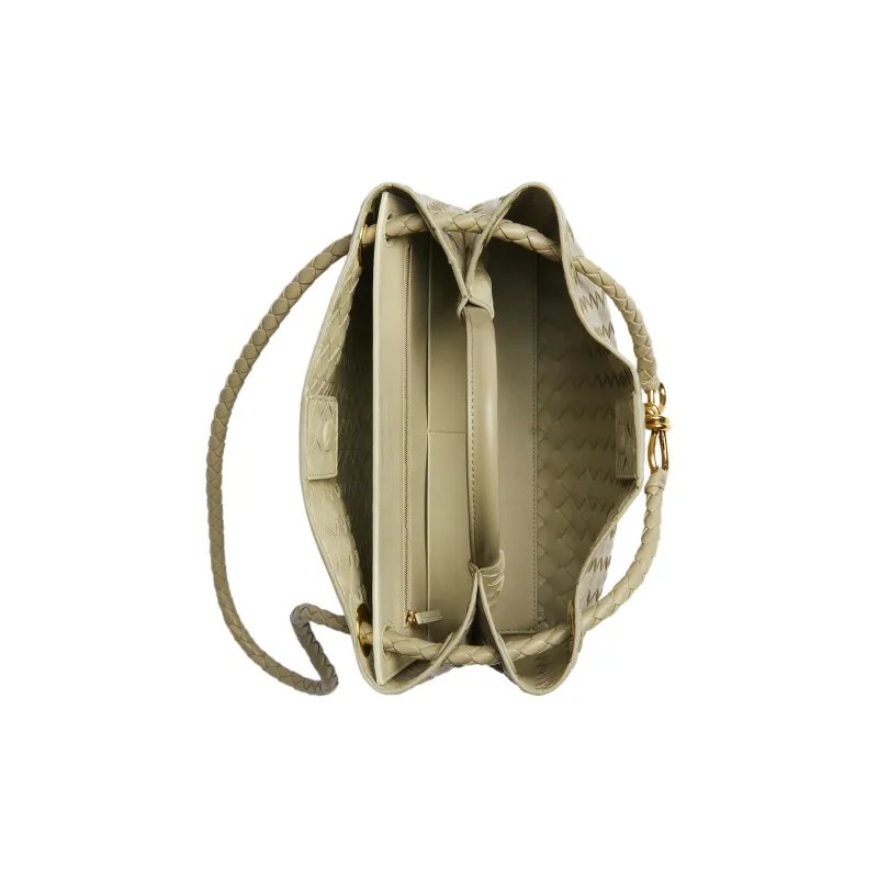 Bottega Veneta Andiamo Series Sheepskin Shoulder Bag Crossbody Bag Handbag Medium Size Women's Limestone Green-3