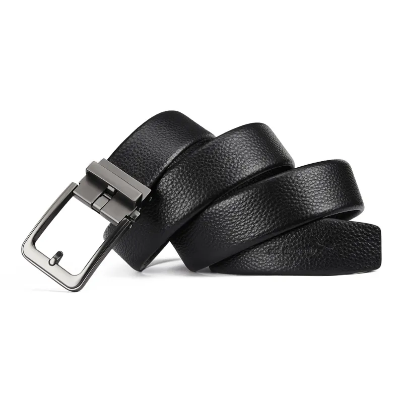RED DRAGONFLY Fashion Trend Top Grain Cow Leather Men's Pin Buckle Belt Men's Width 3.5CM-3